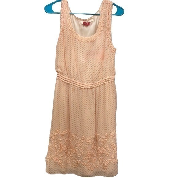 Studio M Dresses & Skirts - STUDIO M Max Studio Peach Pink Polka Dot Tank‎ Dress Lined Textured Size Large